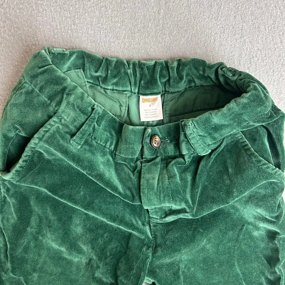 Gymboree Pants Kids Size 8 Green Velvet Straight Leg Holiday Dress Trousers